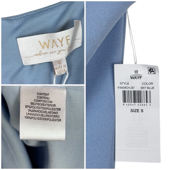 WAYF INES BLUE V-NECK TULIP COCKTAIL SHEATH DRESS - Picture 13 of 13